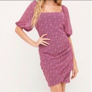 Lush Pink Floral Square Neck Dress